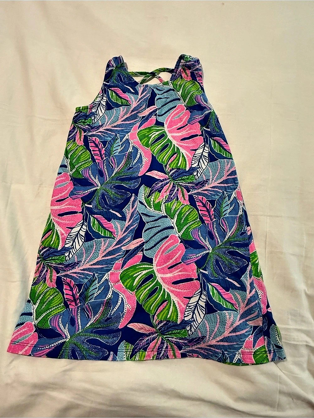 Lilly Pulitzer Girls size 6/7 Floral Mini Dress in Blue & Pink Like New
